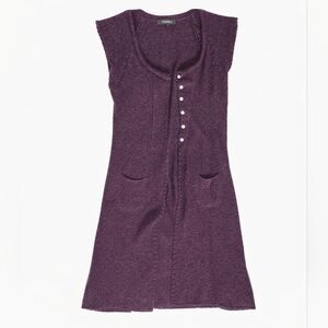Cotelac Alpaca longline sleeveless knit cardigan with pockets purple sz 2